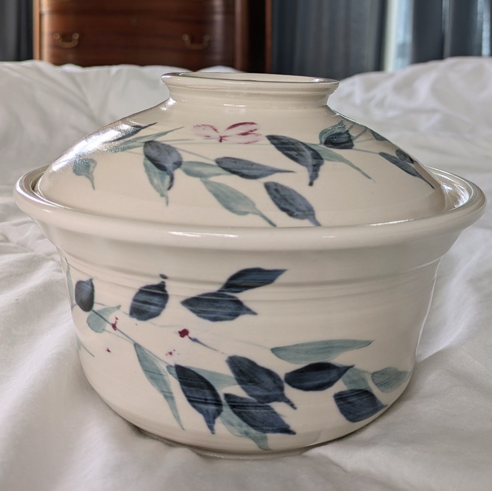 Ceramic covered serving dish - handmade pottery
